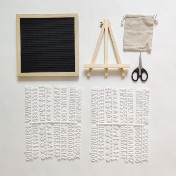 10"x10" udskiftelige filtbrevstavler med egetræramme og mønstre, til beskeder, menuer, planlægning