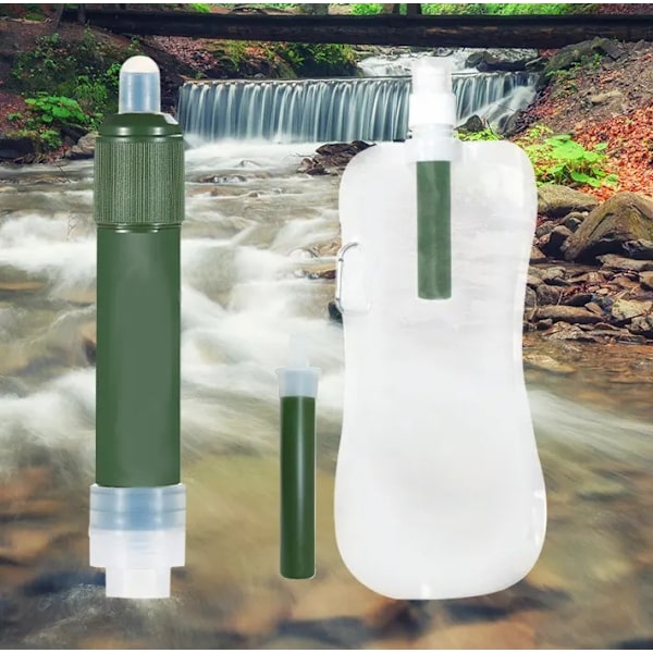 Survivor Filter Vikbara Vattenflaskor, Kantiger (33oz)  Paket (2L Totalt) - Hållbara Karabiner och Handtag. Pressa Vatten genom
