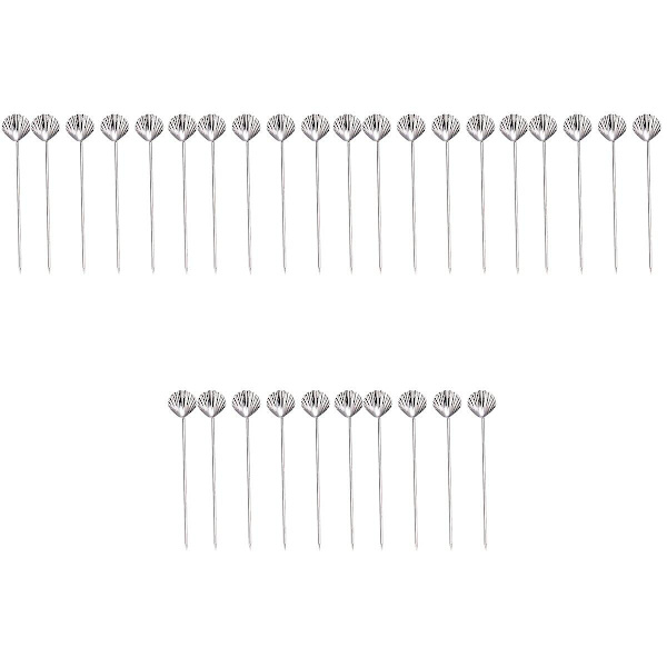30 stk. 304 Rustfrit Stål Frugt Picks Premium Skal Formet Cocktail Picks Dessert Picks Til Middag 30 pcs 11.5*0.2cm