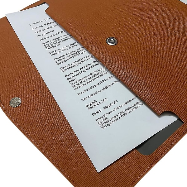 1 stk læder A4-mappe, vandtæt kuvertkuvert-mappeboks bæltespænde (brun)