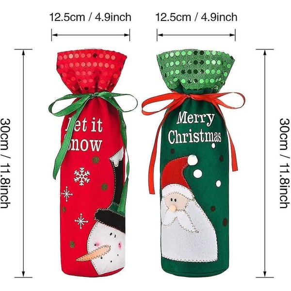 Christmas Wine Bottle Gift Bags Xmas Bags Santa Claus Snowman Red Wine Bottle Covers Bags Drawstring Xmas Gift Bags