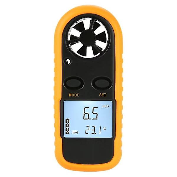 Digital LCD-vindmätare för flygning/navigation, 1 styck, Gul (med batteri)