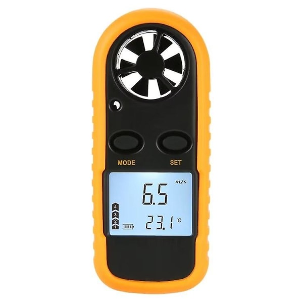 Fly/navigasjon Digital LCD Anemometer 1 stk, Gul (med batteri)