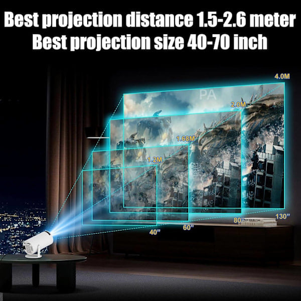 5G 4K Projektor Smart HD LED WiFi Bluetooth HDMI. USB Android Hjemmekino - PA