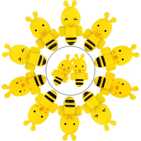 Mini Bee Eraser Söpö Mini Animal Bee Eraser Sarjakuva Uutuuskynäpyyhekumi luokkahuoneeseen Palkinnot Juhlapalkinto Kodinkoristeet Koulutarvikkeet (12 kpl, Ye
