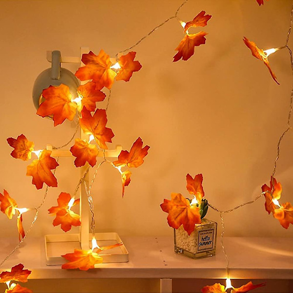 Lønneblade Feelyse, 3 Meter 20 LED Feelyse Lønneblad Efterårs Girlande Til Bryllup Hjem Efterår Jul Thanksgiving Ferie Udendørs Dekoration