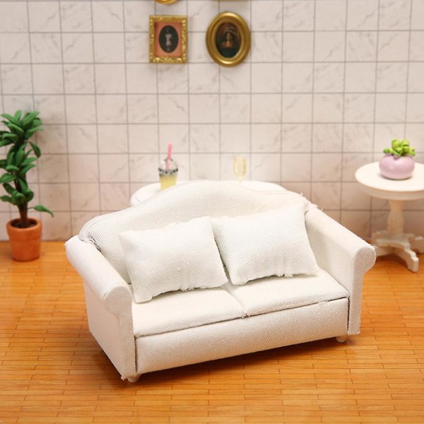 Dockhus Miniatyr Soffa Modell Mini Soffgrupp Miniatyr Soffa Med Kuddar För 1/12 Dockhus Vit 13.5X7.2X6.4CM White 13.5X7.2X6.4CM