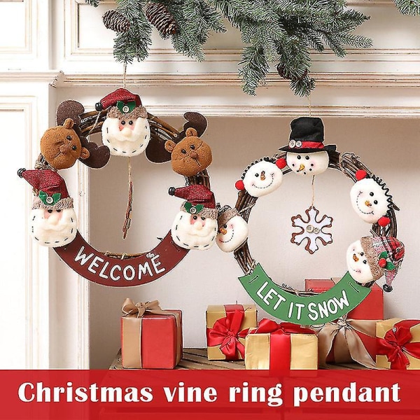 Julekrans Rattan Girland Snemand Elg Julemand Vedhæng Julepynt Julemand Christmas Snowman