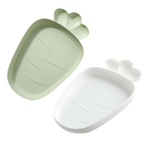 2 st Morotsformade Snacksfat Godis Fruktfat Torrföde Fat Skål Plast Serveringsfat För Hemmet (Grön Vit) 28X17CM 28X17CM