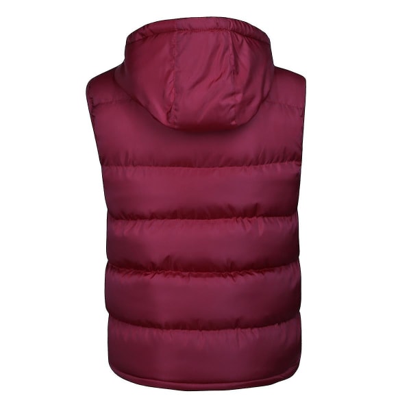 Vattert Vest for Menn, Slank Passform, Ermeløs Jakke, Avtakbar Hetteskjerm, Veste, 2XL, Vinrød Wine Red 2XL