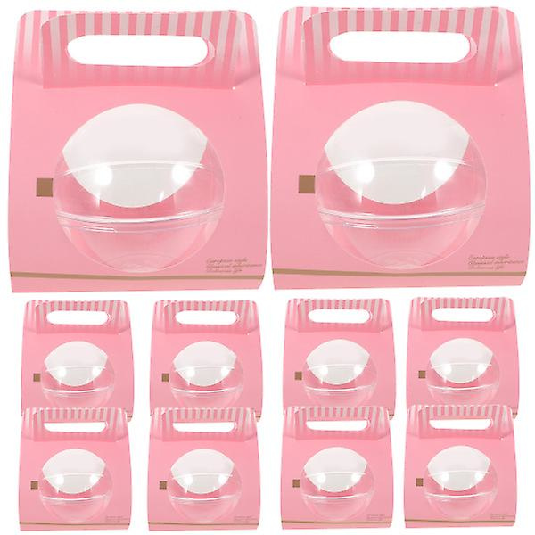 10 kpl Cupcake-laatikot Paper Cookie Bags Clear Cake Box Muffin Lahjalaatikko Party Favor Box Mousse Wrappi Pink 15x15cm