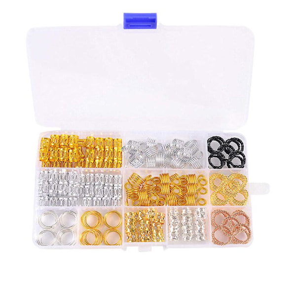 Korujen valmistussarjat seos-hiuskiepit dreadlock-helmet hiusrenkaat hiuslenkit klipit DIY-hiusputket hiuskoristeet Assorted Color 17x9cm
