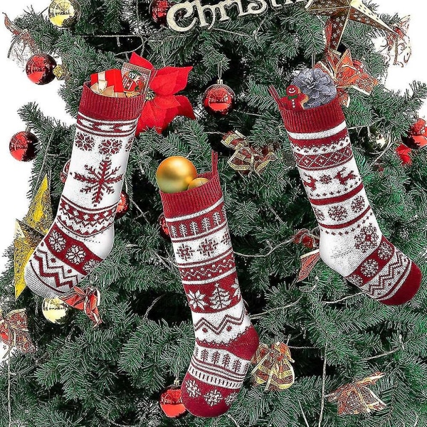 Stor Julstrumpa Santa Tyg Presentstrumpor Dekoration