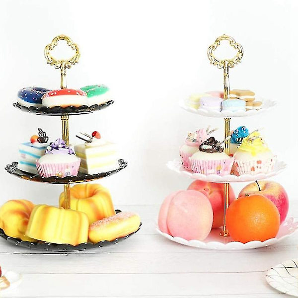 3-vånings Plast Cupcake Stativ Dessert Godis Display Tower, Trappan Serveringsbricka Kompatibel Med Fester Barn Födelse