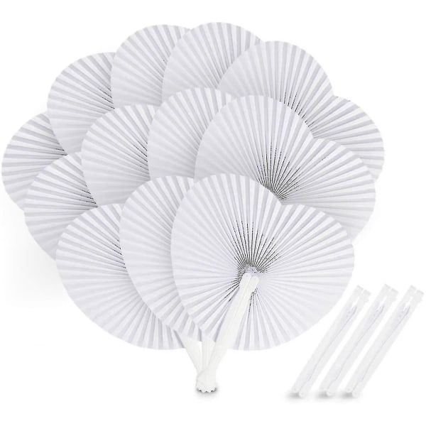 24 kpl Hääpaperiviuhkat Sydämenmuotoiset valkoiset paperiviuhkat Taitettavat taskuviuhkat hääjuhliin