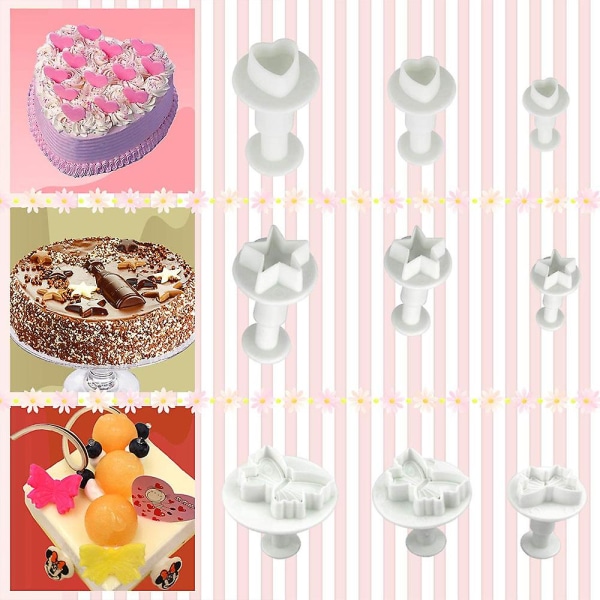Kakaverktyg Blomfondant Kakdekorationsset Kexform Glasyrtryckare Fondantfjäder Präglingsform Skärverktyg 84 delar 84pcs