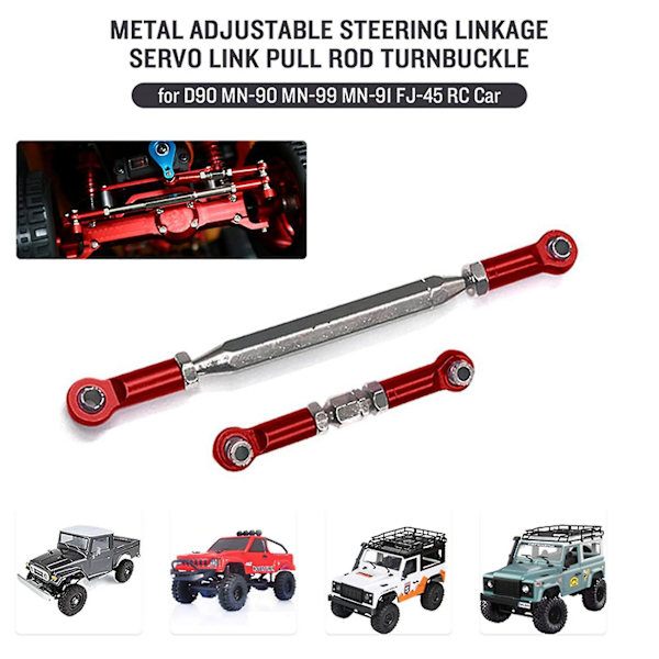 Metall Justerbar Styringslenke Servo Lenke Trekk Turnbuckle, Rød