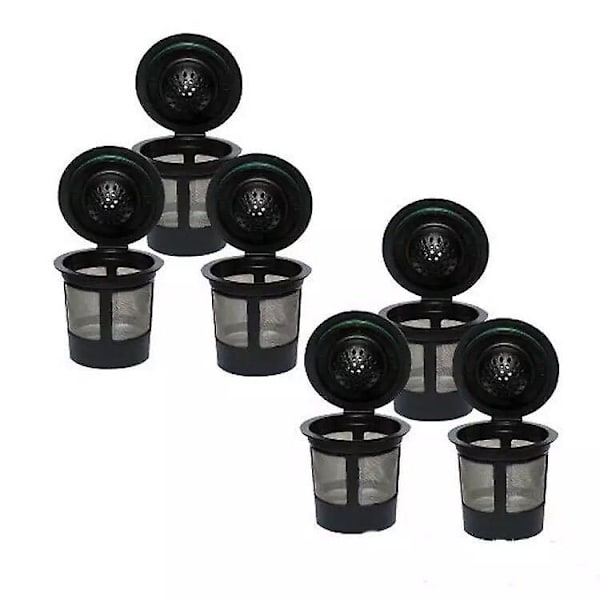 6 Set Återfyllningsbara Återanvändbara Kaffekapslar Återfyllningsbara Kaffefilter Kaffefilter Kaffepulver Filterkopp Kapsel Kaffemaskin Filter Rostfritt Stål