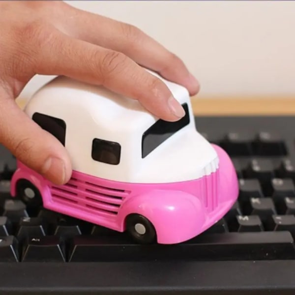 Søt bærbar ministøvsuger for hjemmet og kontoret, Pink TruckBatteries Cordless， Roterbar design for tastatur/hjem/skole/kontor