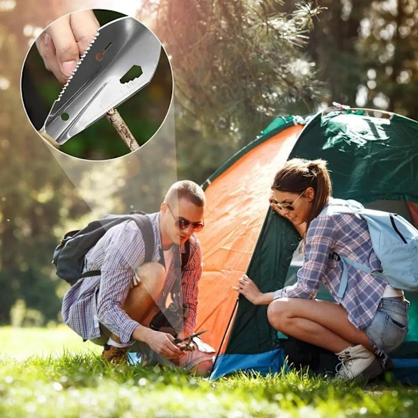 Ryggsäcksspade Camping (silvrig) Spade Vandringsspade Ryggsäck Ultralätt Spade Liten Toalett Multiverktyg för Grävning, Metall De