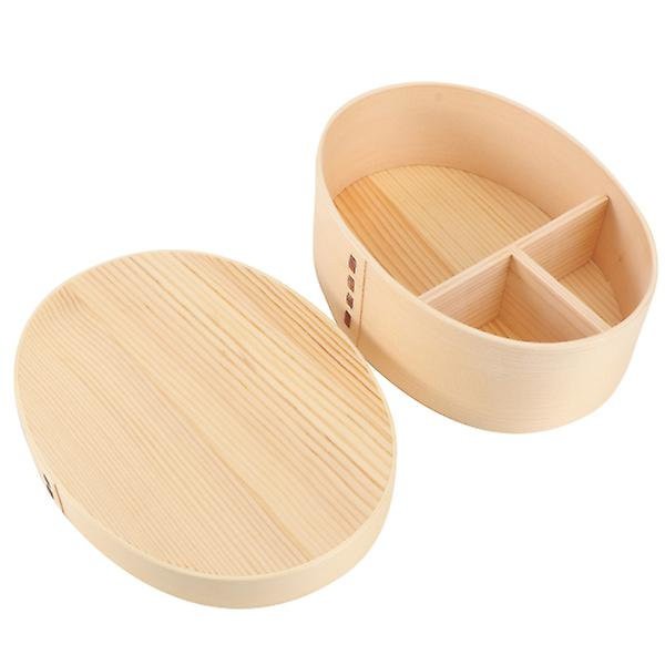 Enkelskikts 3-rutn Bentobox Japansk Stil Trämatlåda Bärbar Lunchlåda