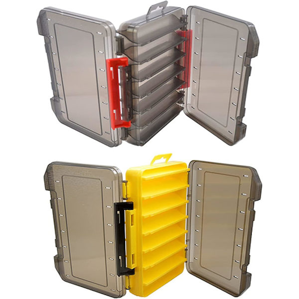 Fiskesnelleboks, 2 stk dobbeltsidige agnboks, fiskeredskaperboks med rom, plast agnboks, for fiskeutstyr, 19.5