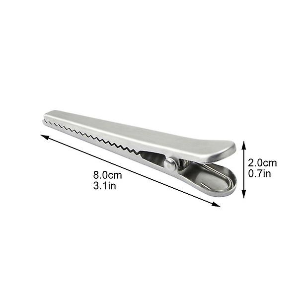 4-pack Matpåseförslutningsklämmor i Rostfritt Stål, Förslutningsklämmor för Snacks, Silver, 8x2x1,7 cm Silver 8X2X1.7CM
