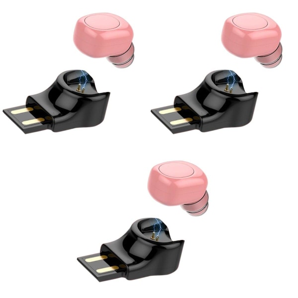 3 st Mini True Wireless Hörlurar Stereo In-Ear Headset med Mikrofon Magnetisk USB 3pcs