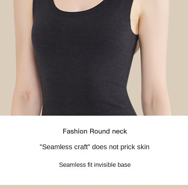 Termisk Tanktop til Kvinder Fleece Cami Skjorte Ærmeløs Camisole Base Layer Sømløs Varmt Vest Scoop Hals