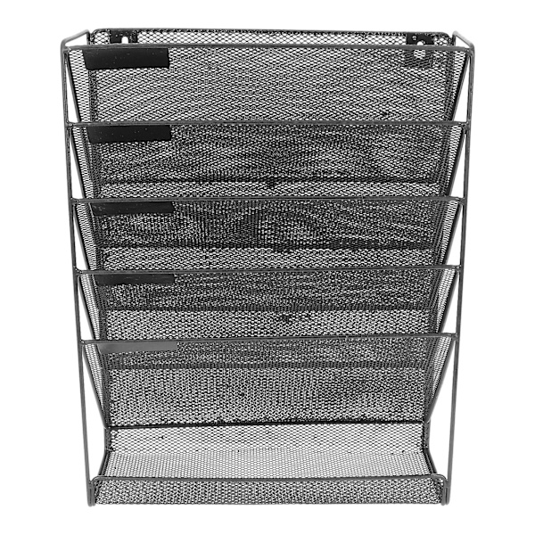 Seinäkiinnitteinen Metallitiedostokansioteline Postilaatikkoasiakirjateline Hylly Musta 41x32.5cm Black 41x32.5cm