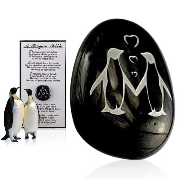 Penguin Pebble A Little Pocket Penguin Hug, indgraveret Mini Penguin Pebble Keepsake PebbleS S