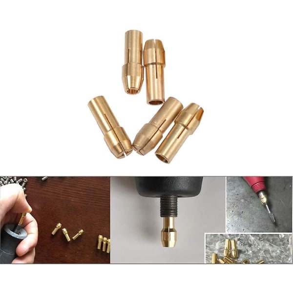 20 stk Messing Borchuck Presisjon 0,5-3,2 mm Messing Kollettchuck Passer Dremel Rotasjonsverktøy Samle Chuck Holder Elektrisk Sliping Bor