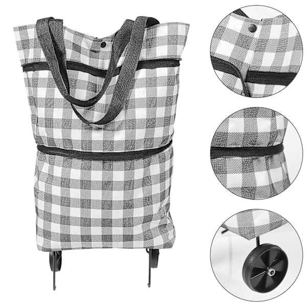 Trolley Foldbar Indkøbspose Letvægts Praktisk Sammenklappelig Indkøbspose Vogn 45x39cm 45x39cm