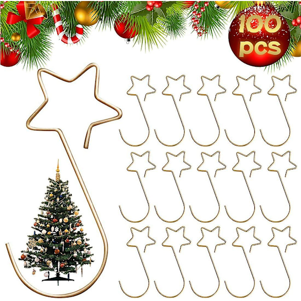 Julgranskulor Krokar, 100 stycken S-formade Julgranskulor Krokar Julgransskulor Krokar S-krok Med Stjärna, metall Små Ornament Krokar För Hängande Jul