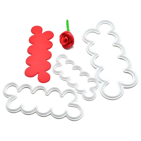 Rosblad Utstickare Fondant Utstickare Sockerkonst Glasyr Blomma Utstickare Tårtdekoration (2 Set)