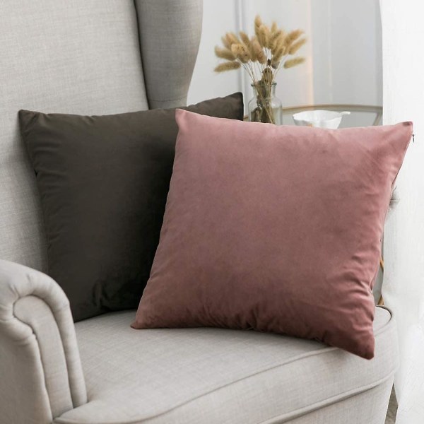Sæt af 2 Fløjls Pudebetræk Dekorative Sofa Pudebetræk Super Glat Blød Behagelig Dekoration Hjem Stue Soveværelse Til Sofa 60x60cm Mørk Grå