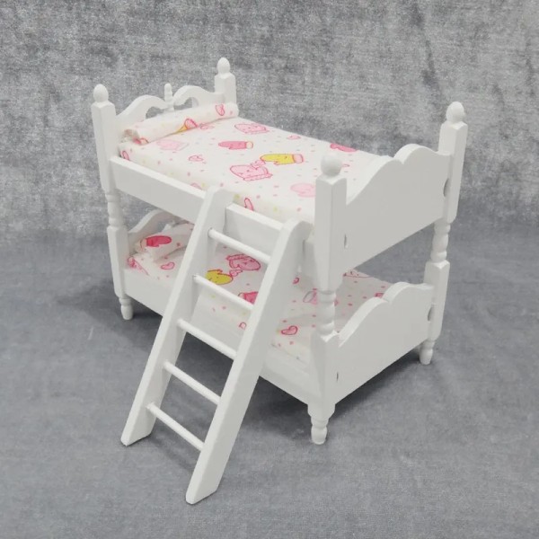 Toy Dollhouse Miniatyrhusmöbler för dockhus，Säng Miniatyrdockhussängsäng Leksakssäng Dockhusdocka i trä，