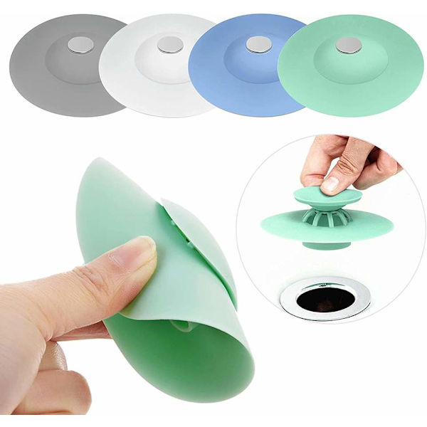 Badkarspropp 2-pack, 10 cm (Vit) Silikonavloppsplugg Sänker Proppplattans Sugkoppling för Kök Badrum och Tvättrum