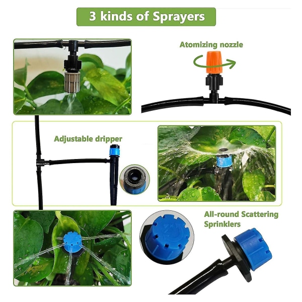 Dryp-vandingssystem, Havevandingssystem, Dryp-vandingsslange, Justerbar Automatisk Vanding