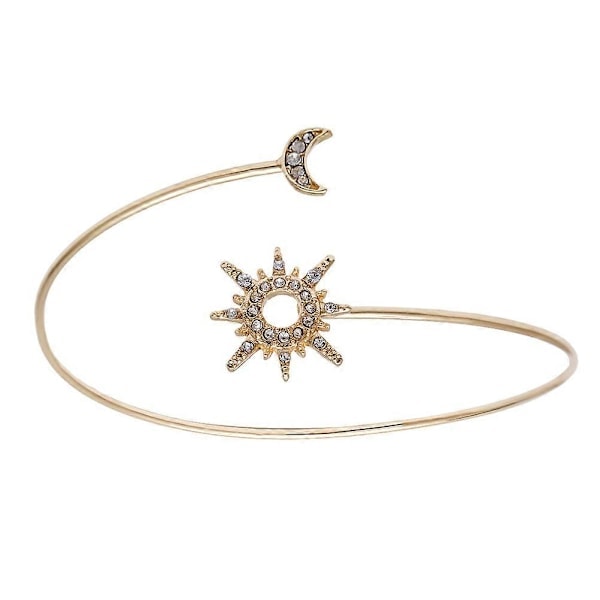 RYI) Geometriskt Armband Zirkon Armband Justerbart Handprydnad Diamantsmycken Sol och Månformad Accessoar för Dekoration Gyllene