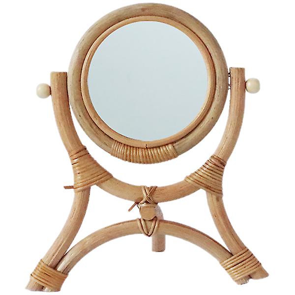 Rustik bordsspegel i rotting Sminkspegel Dekorativ spegel rotting skrivbordsspegel 30x17 cm 30x17cm