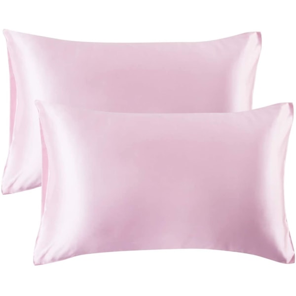 Satin Kuddeöverdrag för Hår och Hud, 2-pack - Standardstorlek Kuddeöverdrag - Satin Kuddeöverdrag med Kuvertstängning Rosa 20 x 36 Pink 20  x 36