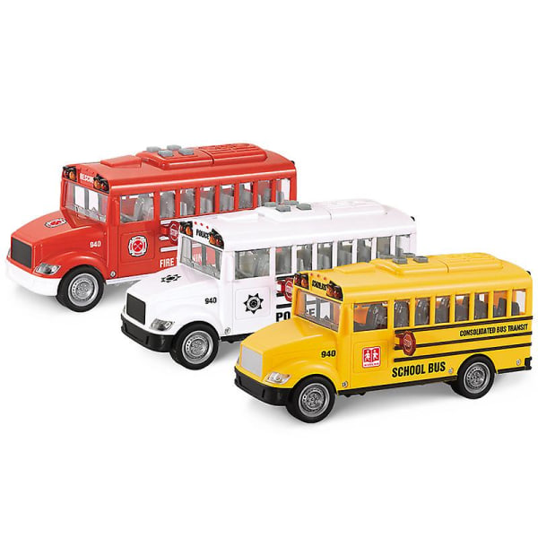 Tilbaketrekksbar lekebuss i diecast-metall, gul, for barn, gutter og jenter