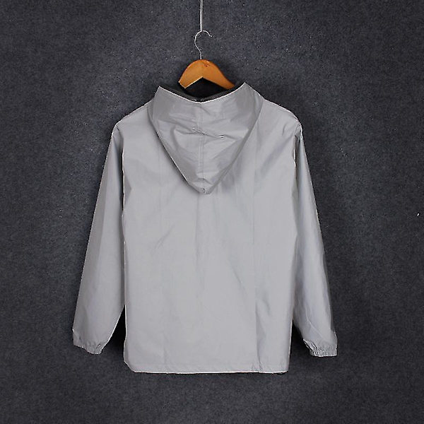 Reflekterende Trenchcoat med Hætte til Mænd og Kvinder - Natklubtøj - Vindjakke 4XL 4XL