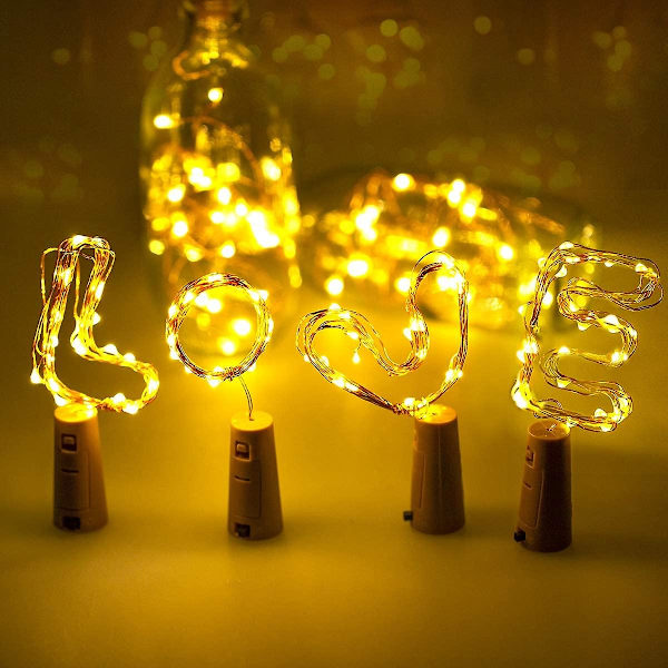 Flaskljus, LED-flaskljus, 2m Flaskljus, Flexibel Koppartråd, Flaskljus Korkpropp, För Karneval, Bröllop, Jul, Varmvit
