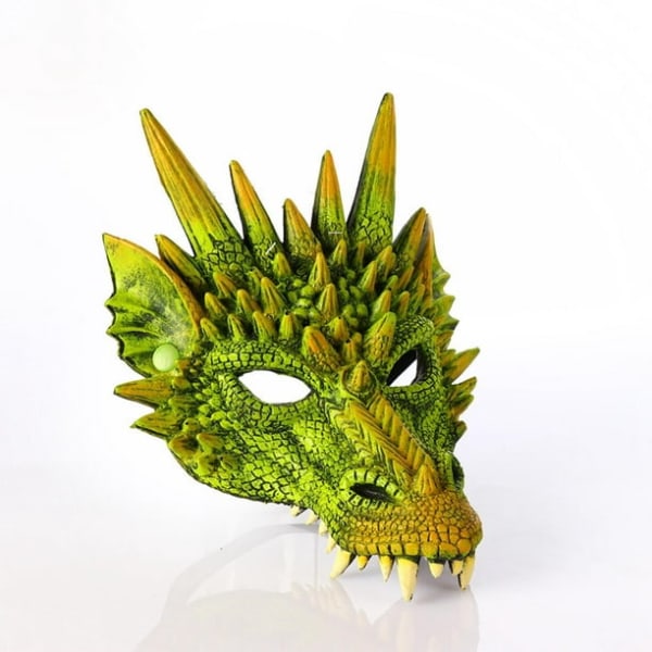 Nyhet Dragon Mask Full Head Cover for Props Maskerade Mask Green Dragon Head Cover