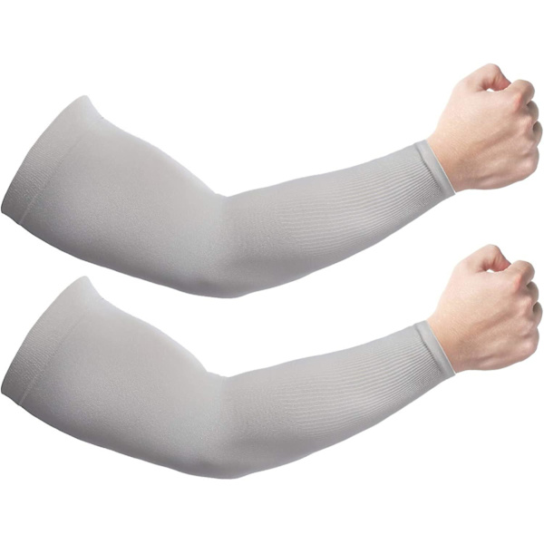 2 Par Solbeskyttende Kølende Armsleeves til Mænd og Kvinder, UPF 50 Armsleeve Grå Grey
