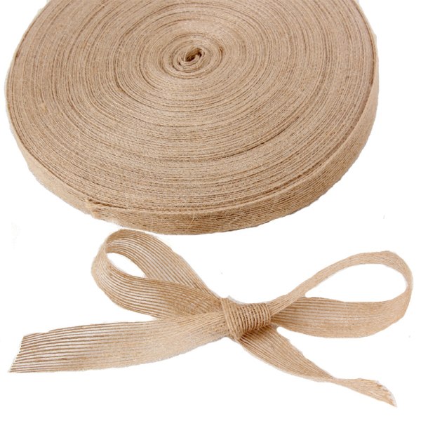 Jute Burlap Band, Brun Premium Tygband, Personligt Band för Stor Rosett, Krans, Bröllop, Festpresent och DIY-Hantverk (2 cm x 10 m)