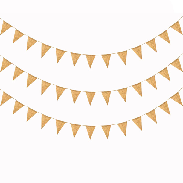 Festpynt Jute Linen Flag Banner Julegave Fødselsdag Bunting Banner Bryllup Hængende Banner Fest Garland (3 stk)