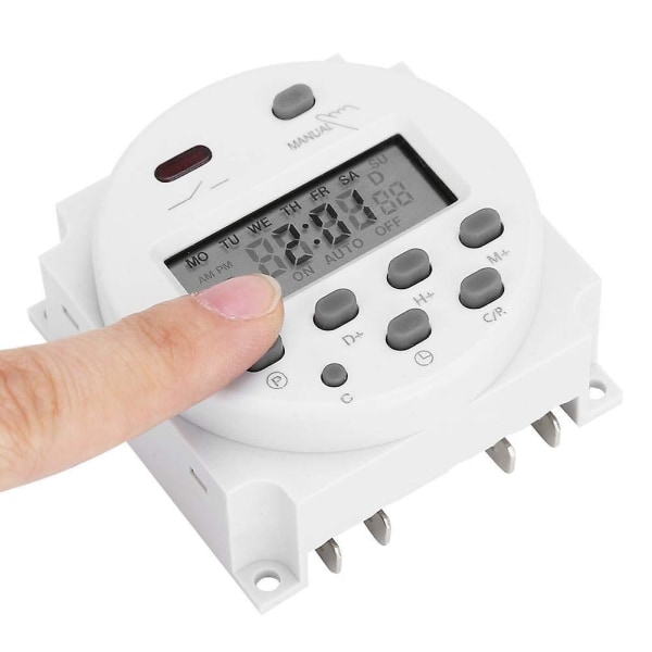 12v Mini LCD Digital Ugestimer Relækontakt Digital Timer Strømstimerstyring Med Vandafvisende Dæksel Hvid